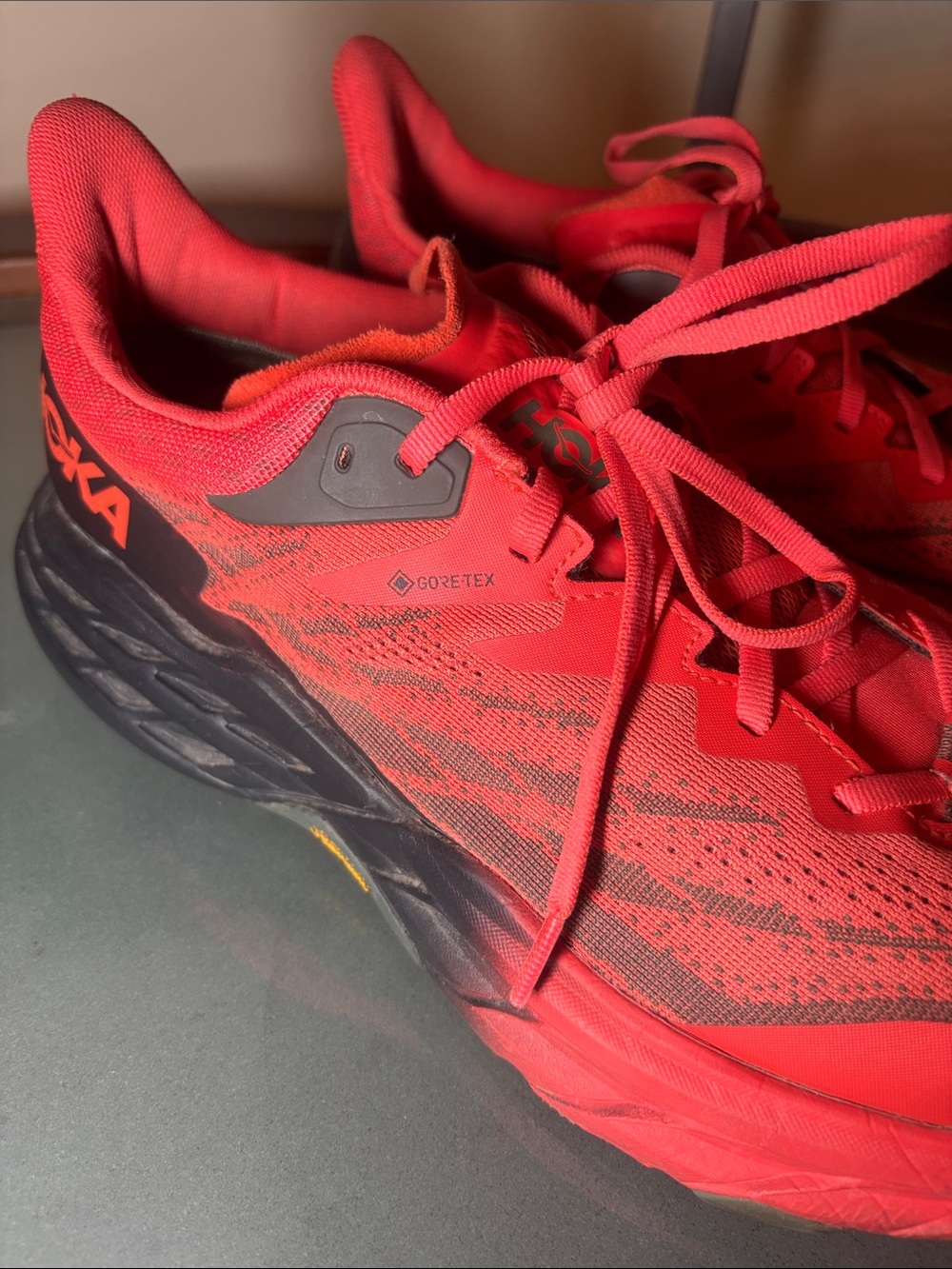 Red Hoka Speedgoat5 Running Shoes - Picture 6 of 11